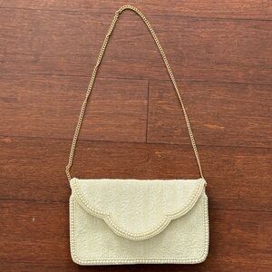 Elegant Cream Beaded Clutch
